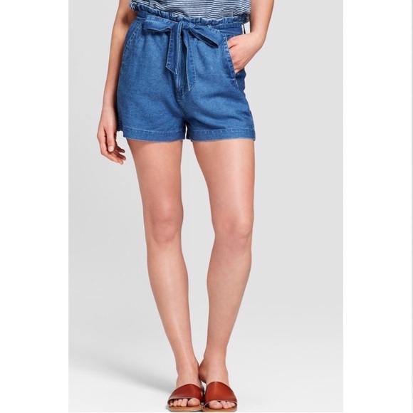 paper bag chambray shorts